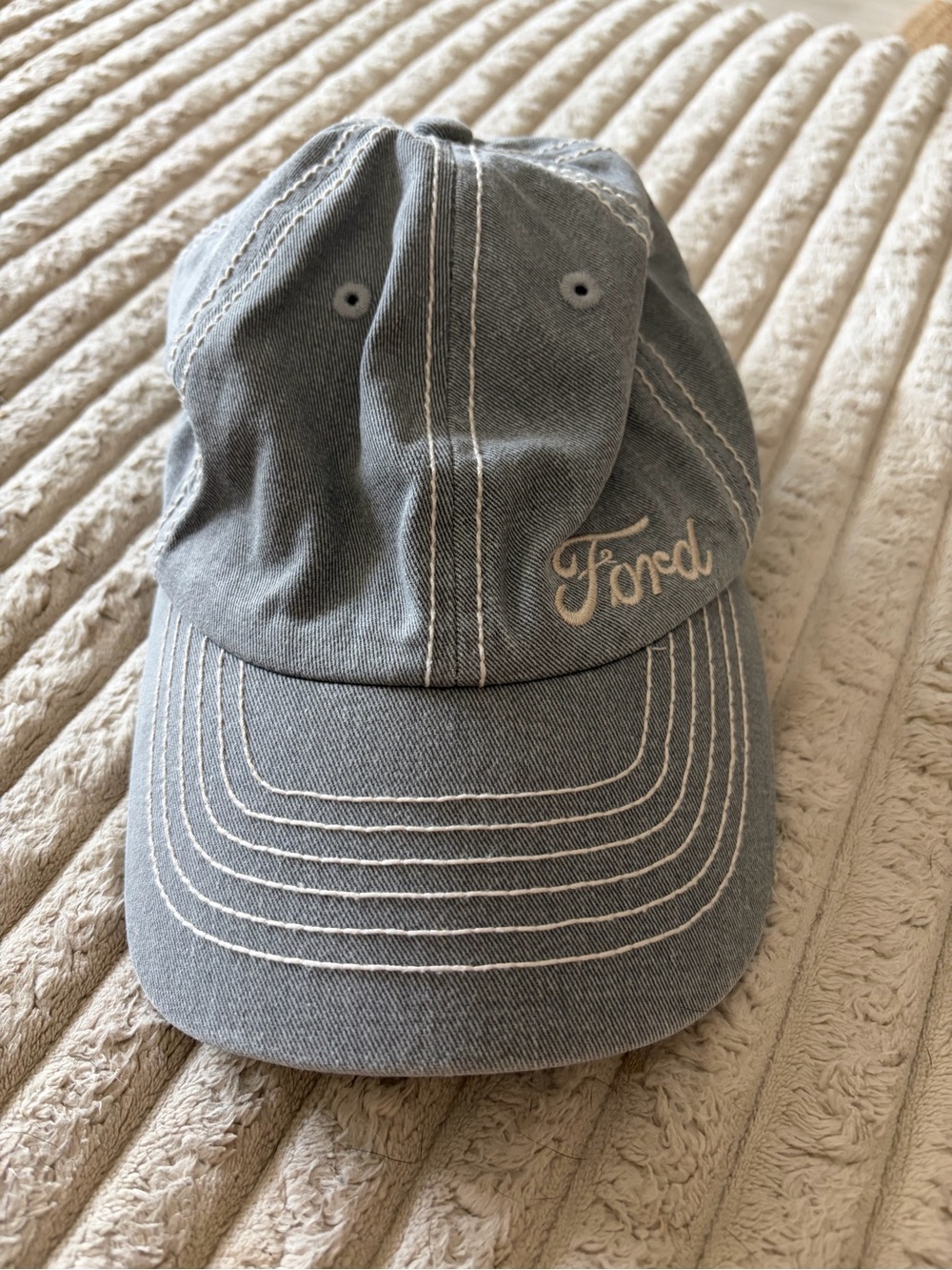 Ford Light Gray Baseball Cap with White Stitching